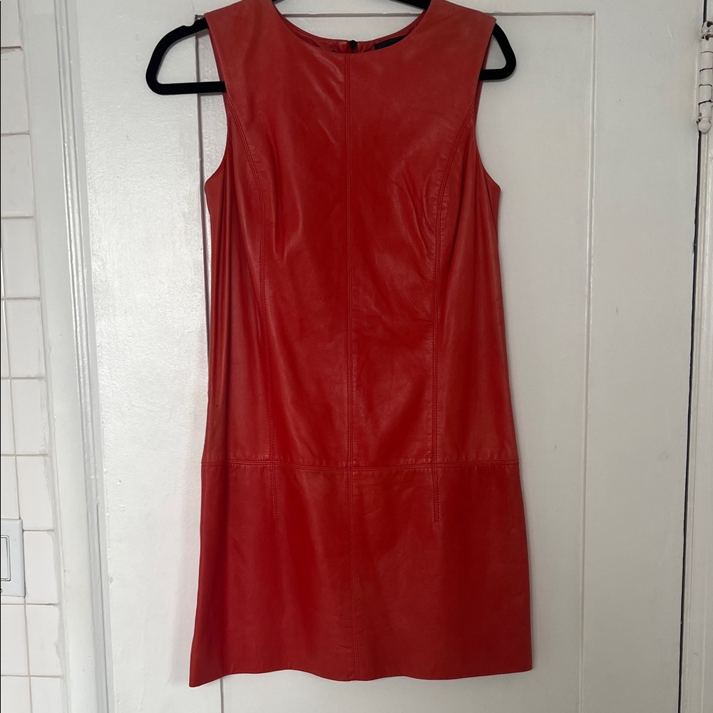 Miss Wu Red Sleeveless Leather Dress